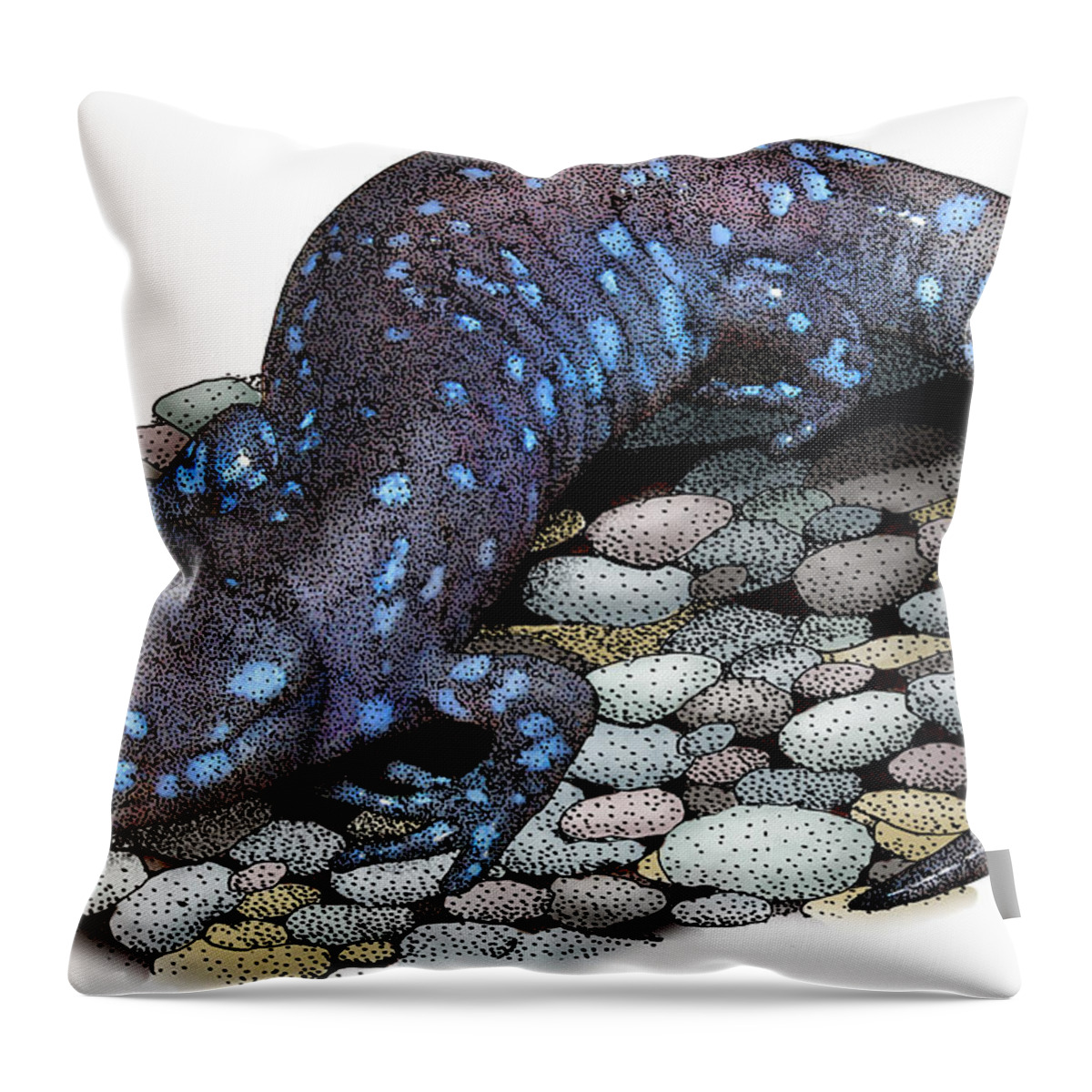 Blue-spotted Salamander Throw Pillow featuring the photograph Blue-spotted Salamander, Illustration by Roger Hall