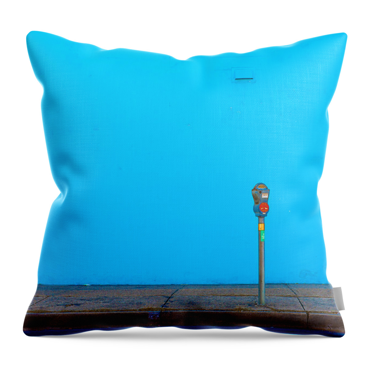 Blue Throw Pillow featuring the photograph Blue Wall Parking by Darryl Dalton