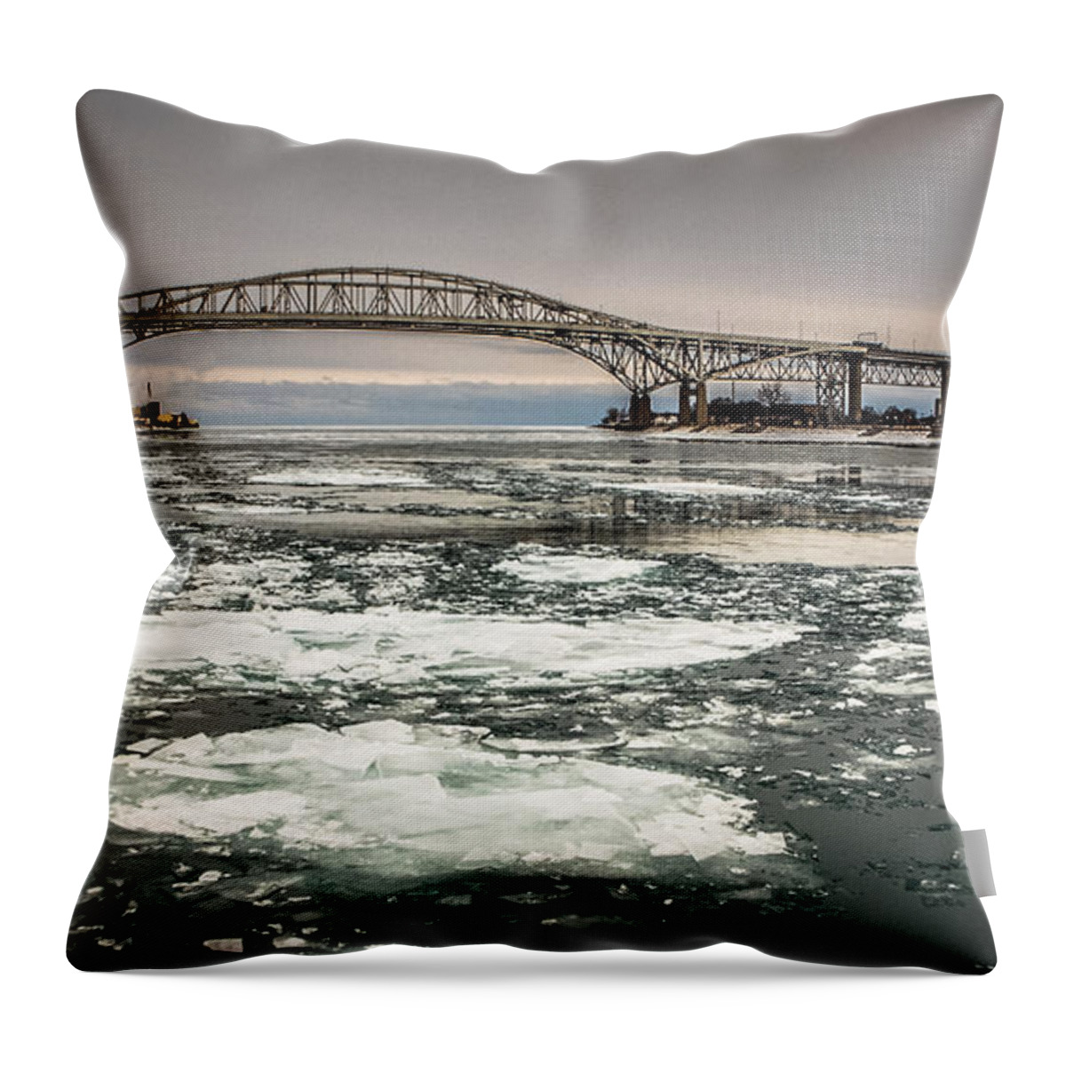 Blue Water Throw Pillow featuring the photograph Blue Water Ice Flows by Grace Grogan