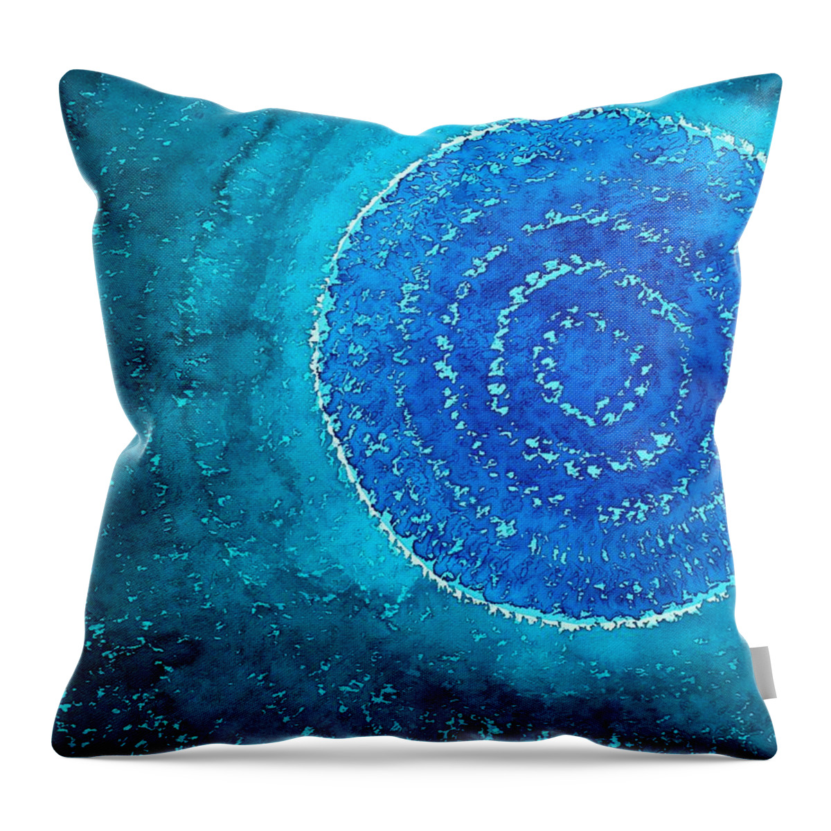 Blue Throw Pillow featuring the painting Blue World original painting by Sol Luckman