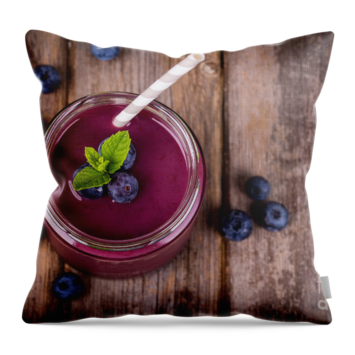 Background Throw Pillow featuring the photograph Blueberry smoothie by Jane Rix