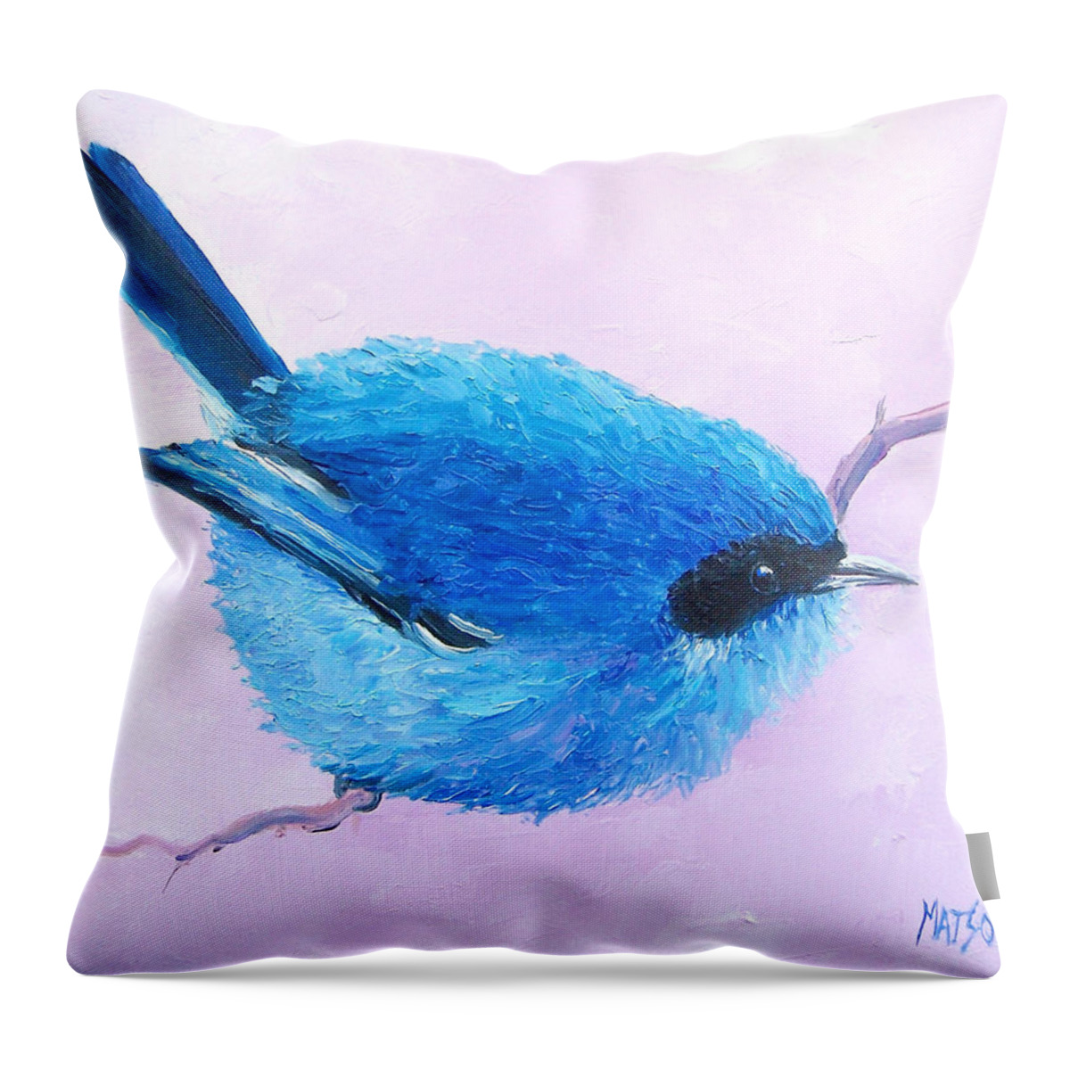 Bluebird Throw Pillow featuring the painting Bluebird by Jan Matson