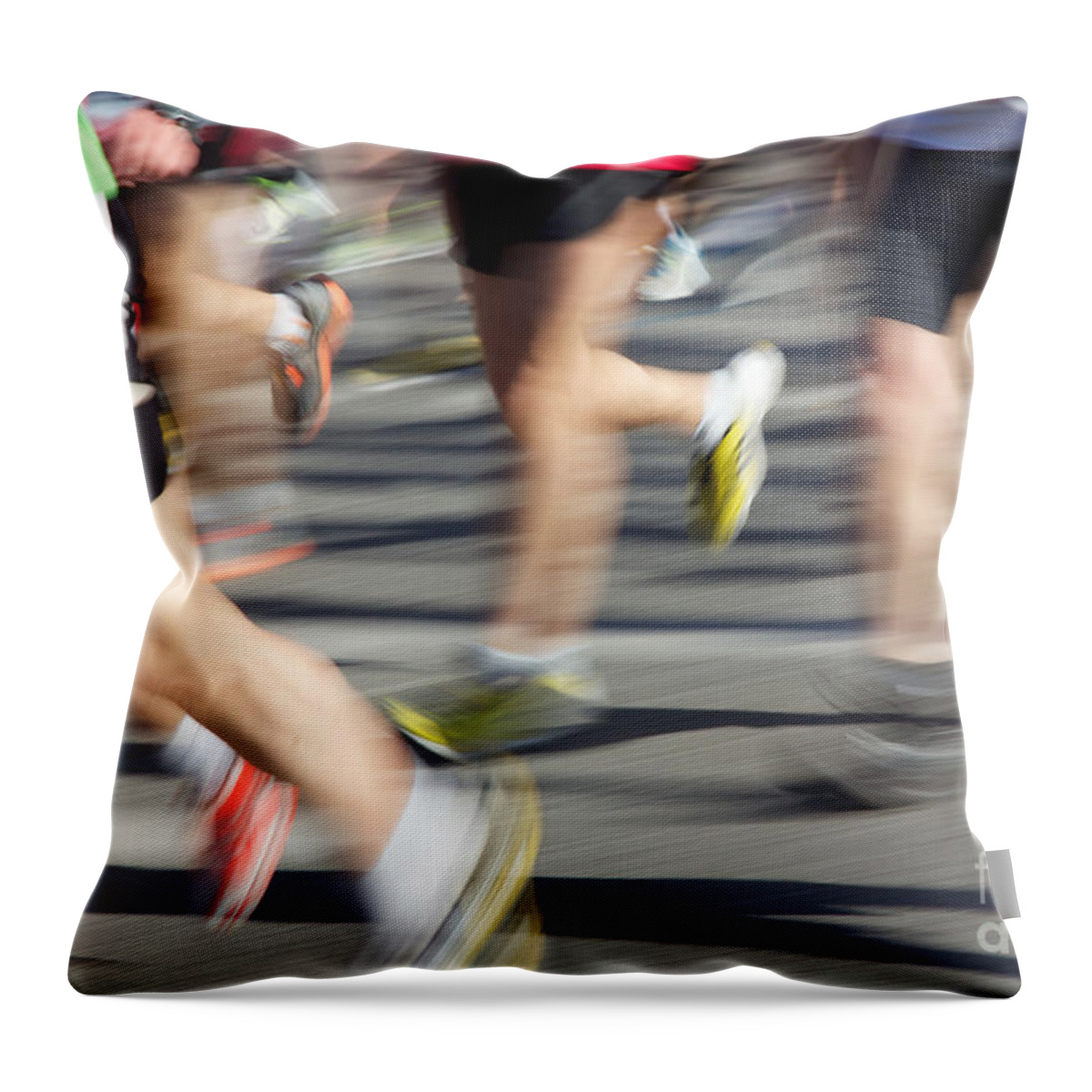 28th Throw Pillow featuring the photograph Blurred Marathon Runners by Jannis Werner
