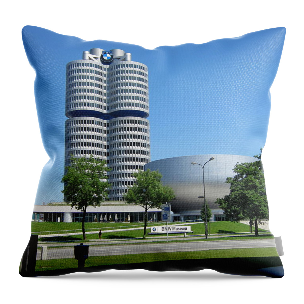 Bmw Throw Pillow featuring the photograph BMW Head Quaters by Pema Hou