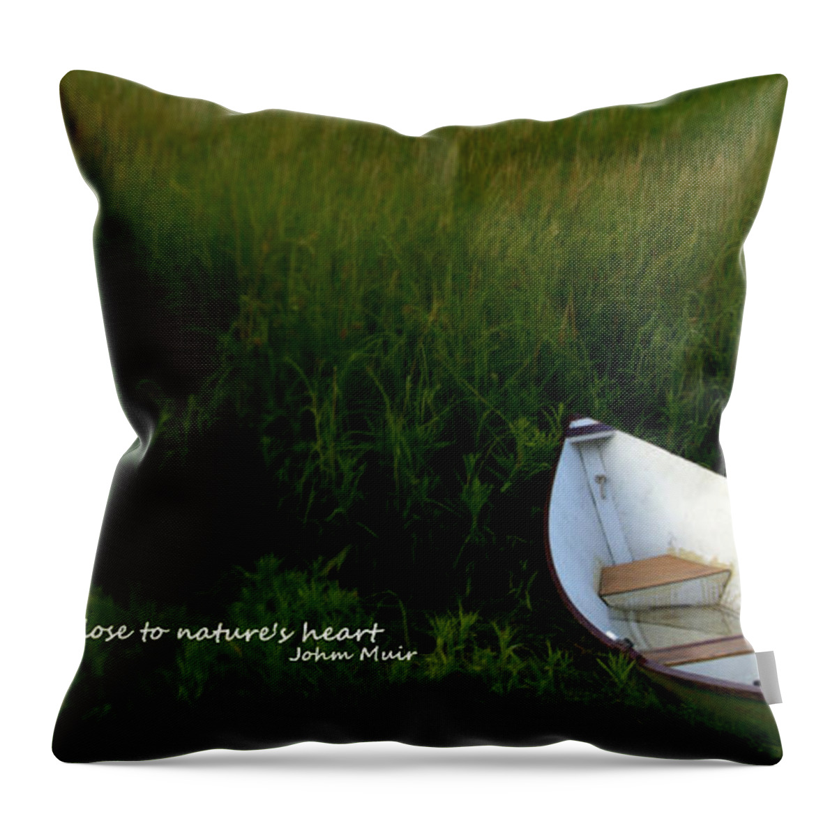 Inspirational Throw Pillow featuring the photograph Boat in the Marsh by Caroline Stella