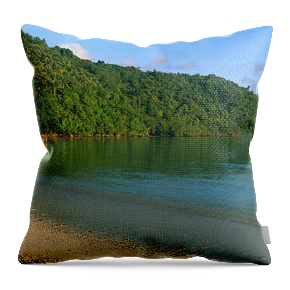 Photography Throw Pillow featuring the photograph Boat In The Sea, Loh Dalam Bay, Phi Phi by Panoramic Images