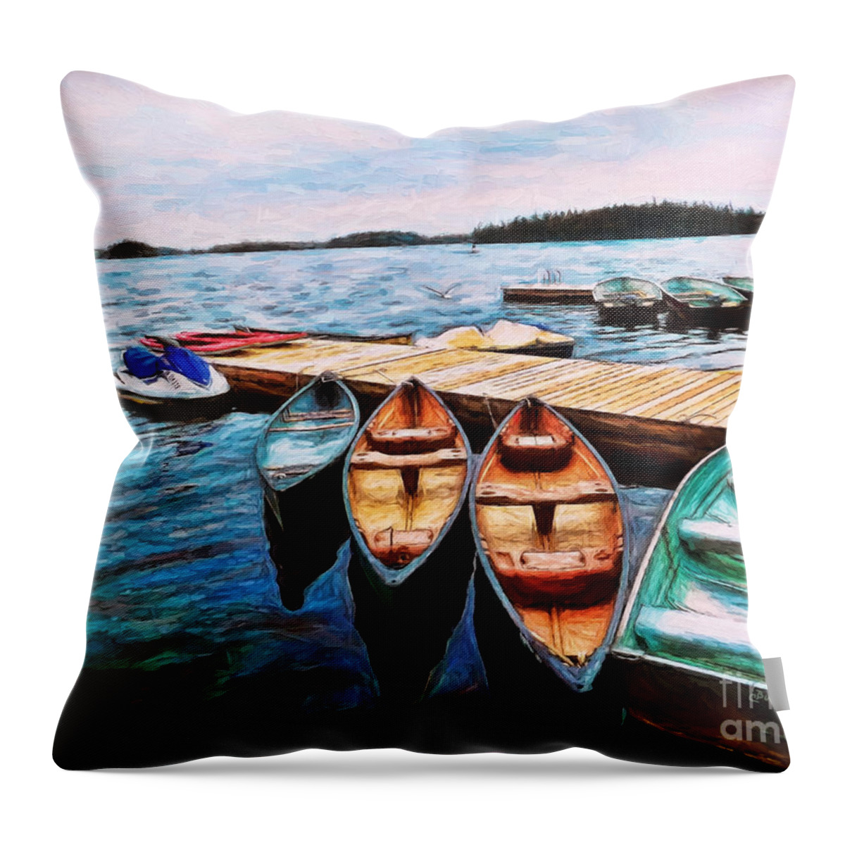 Boats Throw Pillow featuring the photograph Boats Are Waiting by Claire Bull