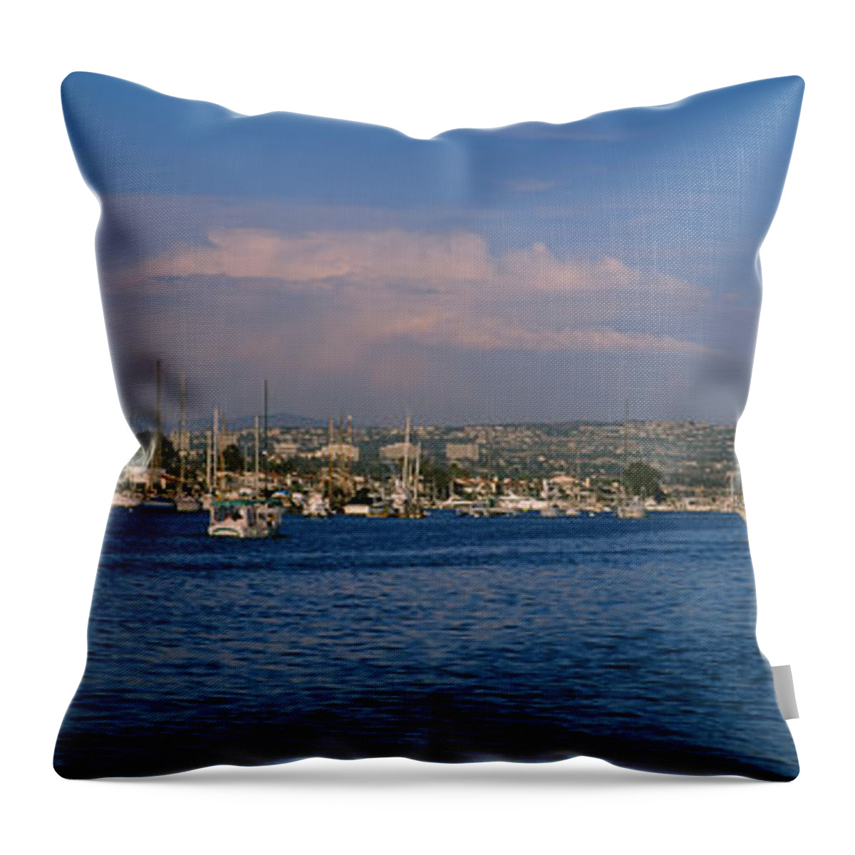 Photography Throw Pillow featuring the photograph Boats At A Harbor, Newport Beach by Panoramic Images