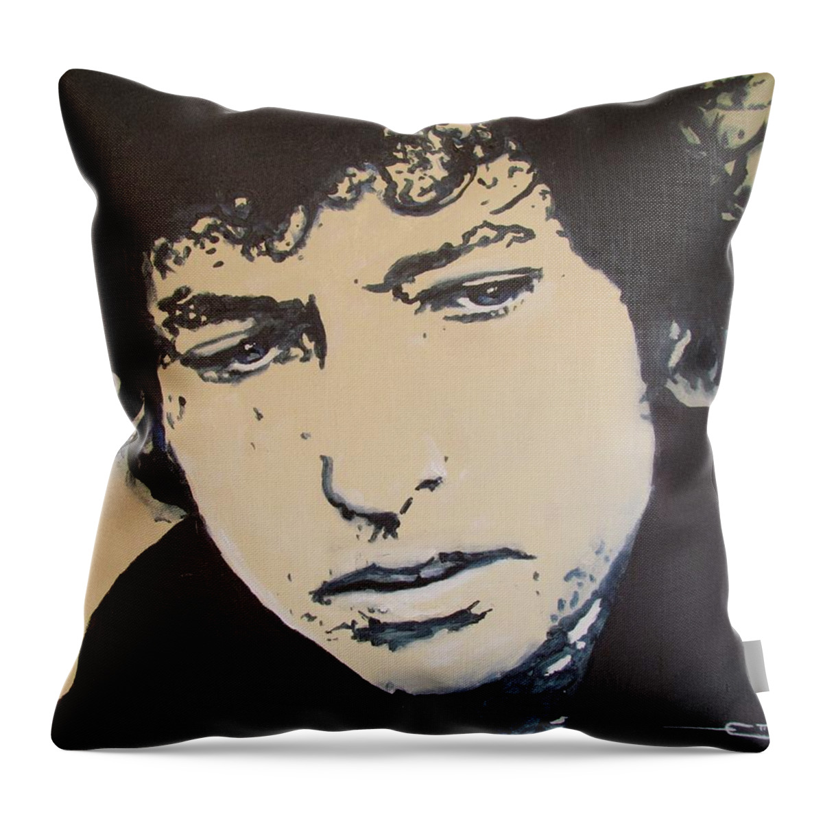 Bob Dylan Throw Pillow featuring the drawing Bob Dylan - It's Alright Ma by Eric Dee