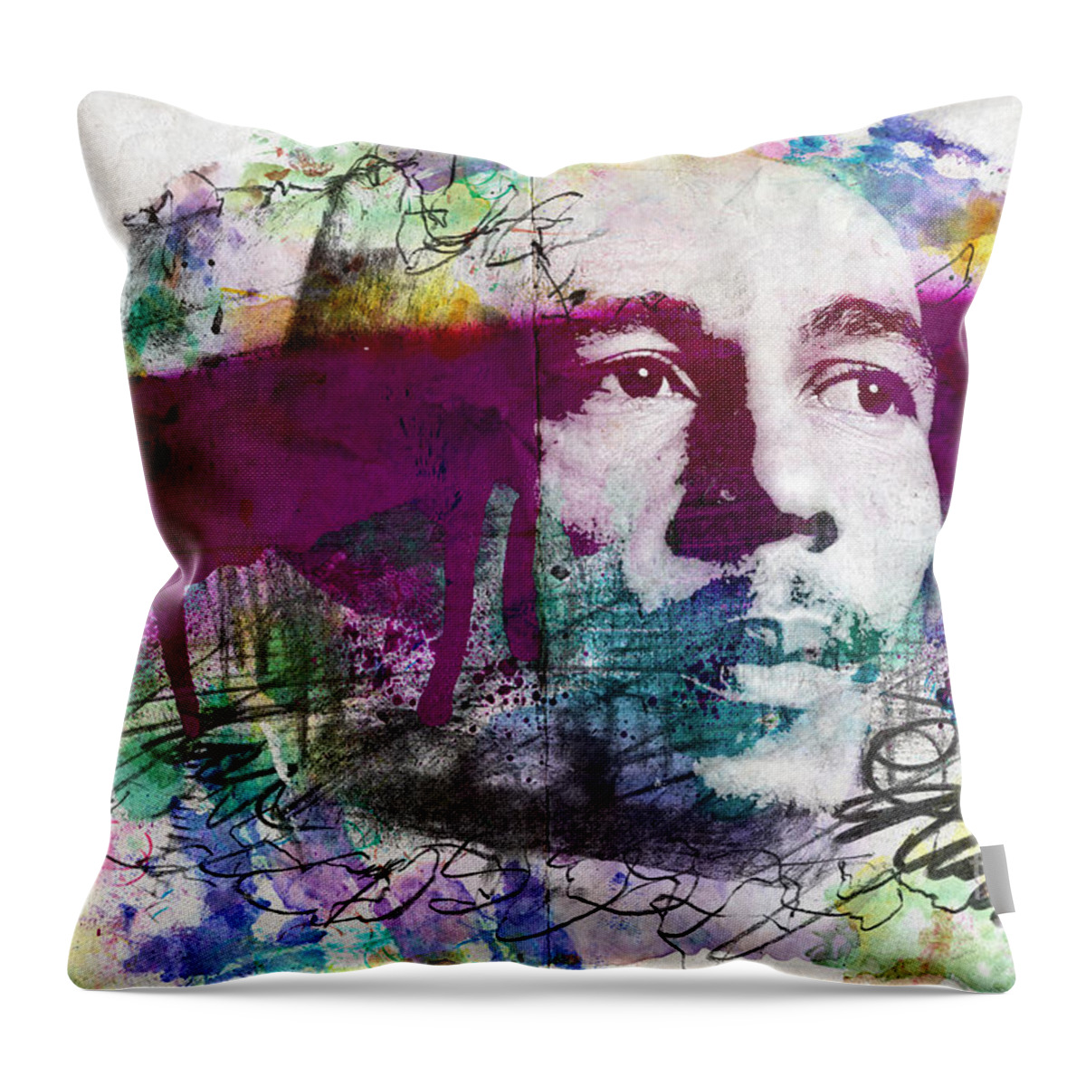 Bob Throw Pillow featuring the painting Bob Marley One Love by Jonas Luis