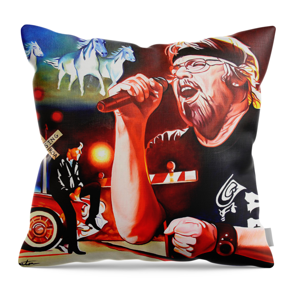 Bob Seger Throw Pillow featuring the painting Bob Seger by Joshua Morton