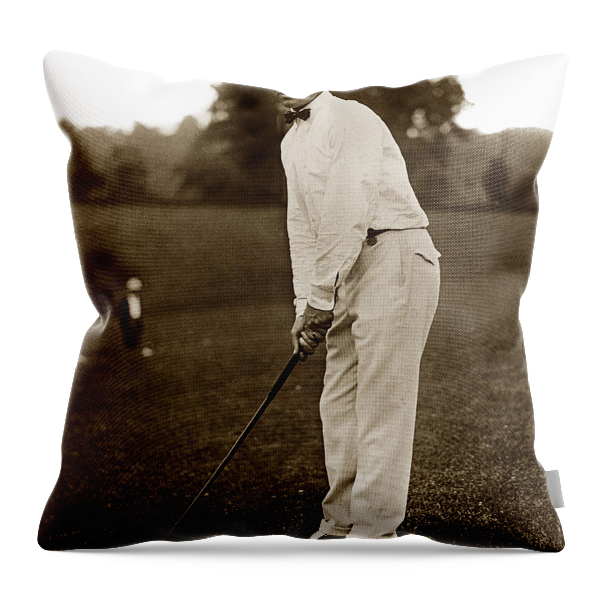 Bobby T. Jones Throw Pillow featuring the photograph Bobby T. Jones Jr. playing in the National Open Golf Champions 1921 by Monterey County Historical Society