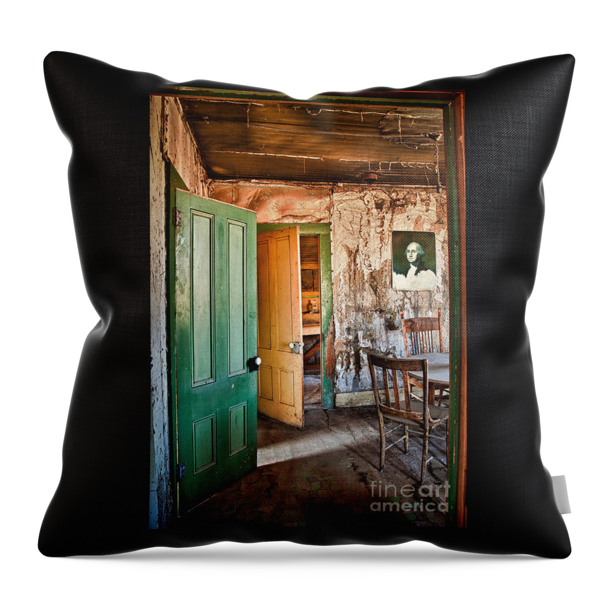 Bodie Throw Pillow featuring the photograph Bodie Doors by Alice Cahill