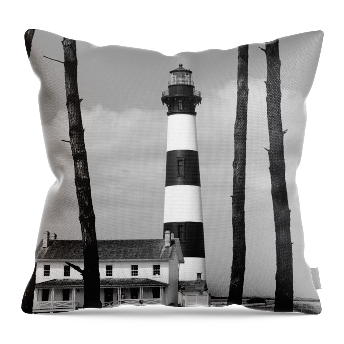 Bodie Island Throw Pillow featuring the photograph Bodie Island Lighthouse in the Outer Banks by William Kuta