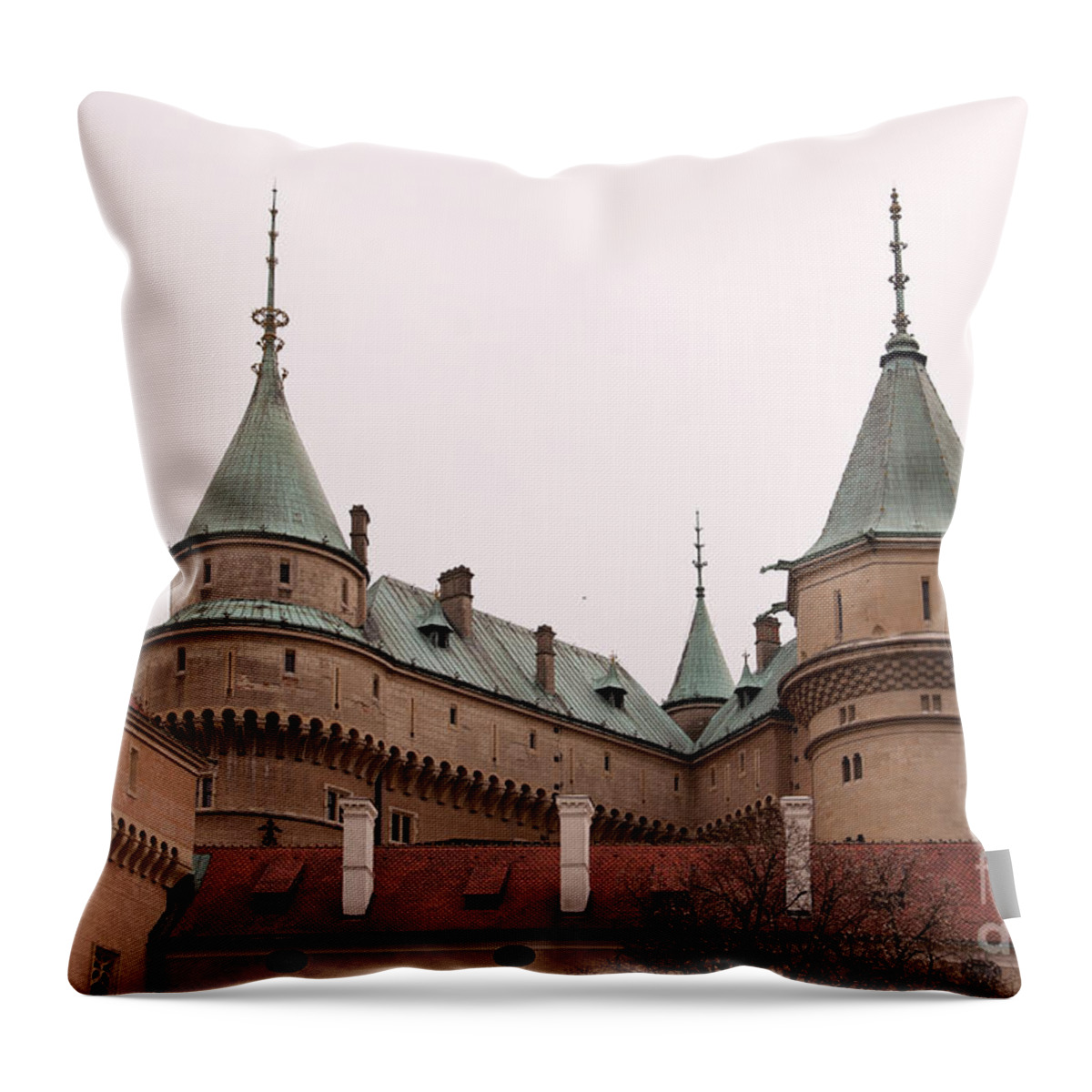 Ancient Throw Pillow featuring the photograph Bojnice Castle by Les Palenik