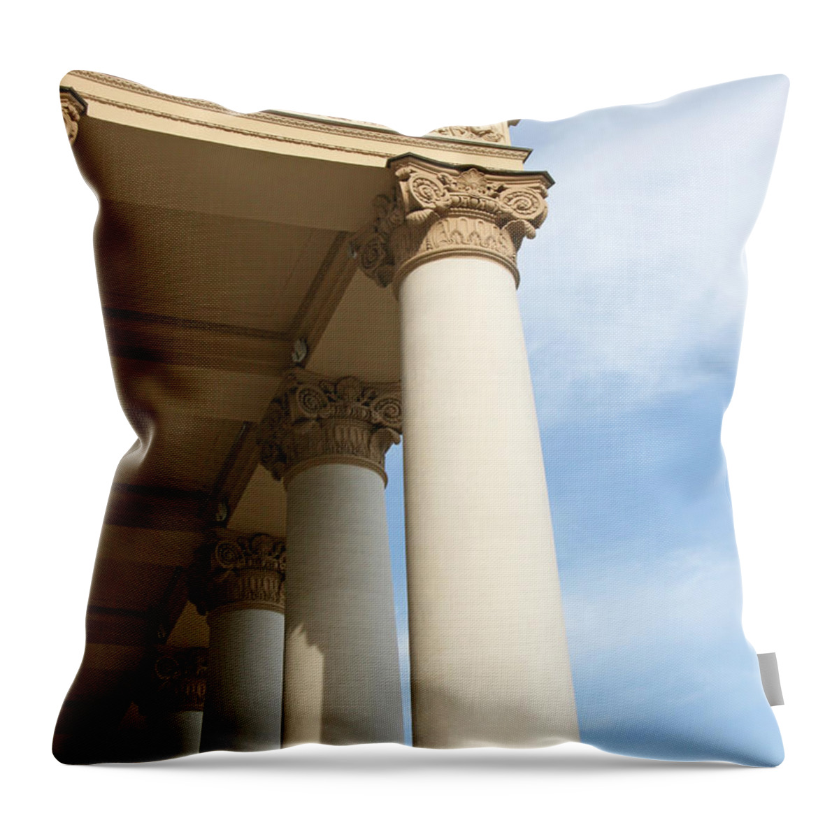 Column Throw Pillow featuring the photograph Bolshoi Theatre in Moscow by Lali Kacharava