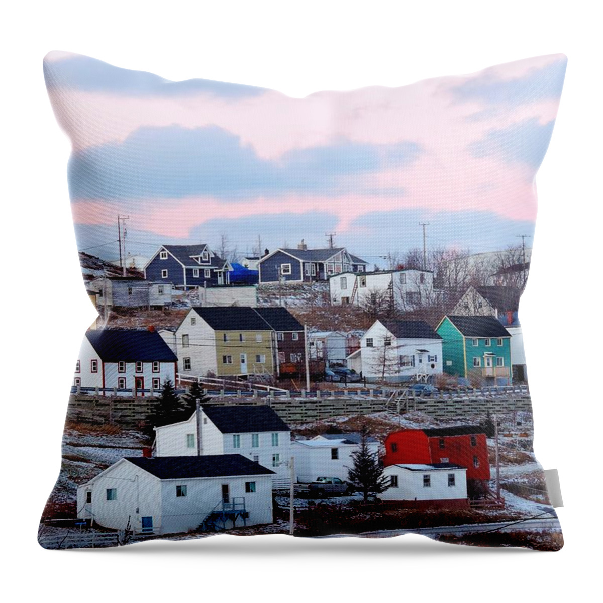 Jelly Bean Houses Throw Pillow featuring the photograph Bonavista by Zinvolle Art