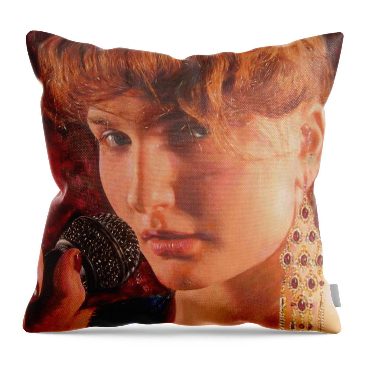 Singer Throw Pillow featuring the painting Bonnie O Brien by Sam Shaker