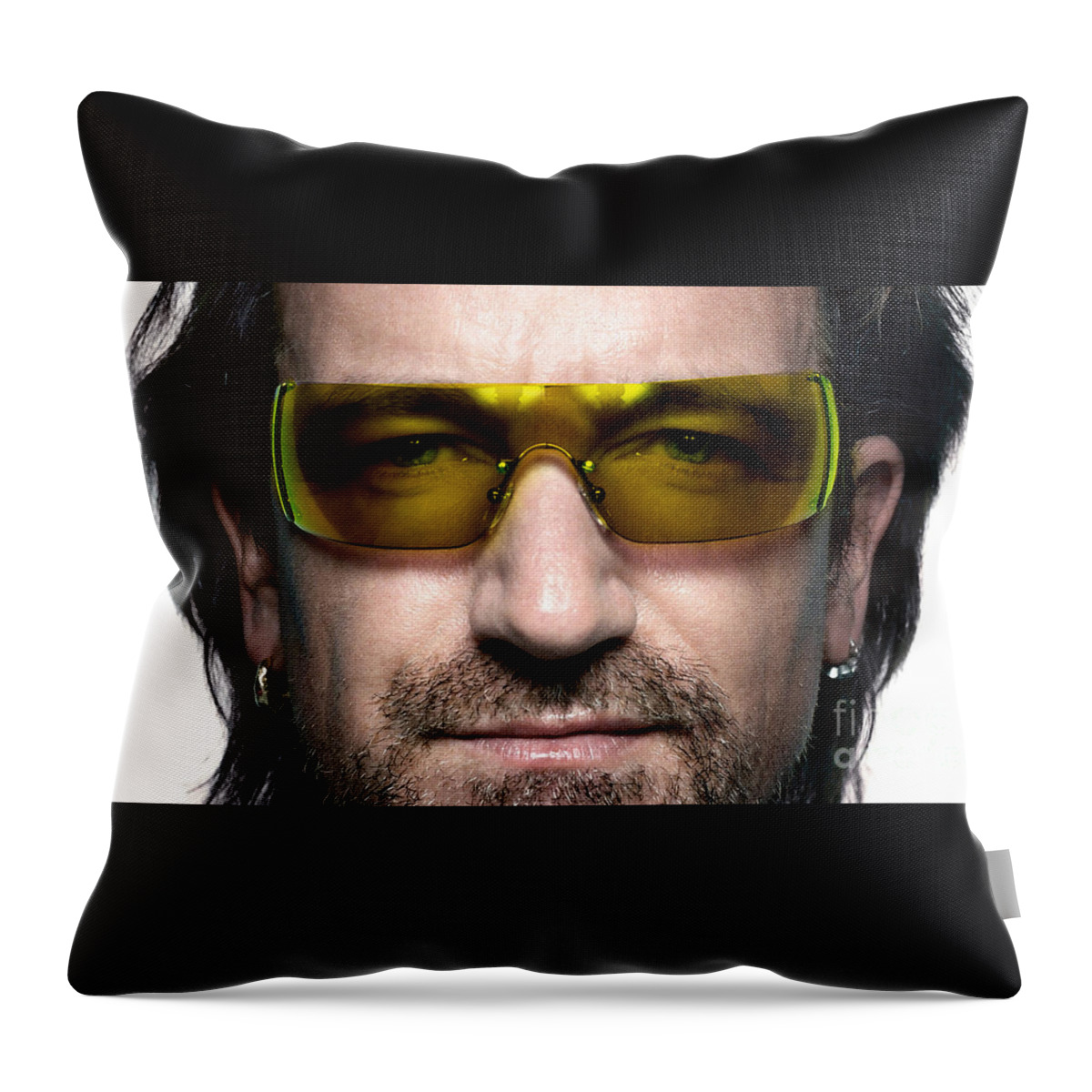 U2 Photographs Mixed Media Throw Pillow featuring the mixed media Bono by Marvin Blaine