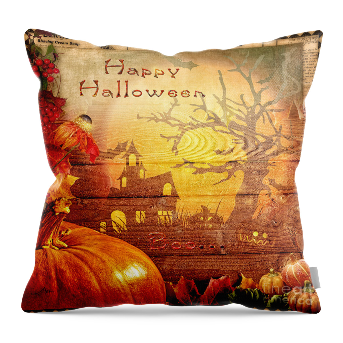 Boo Throw Pillow featuring the digital art Boo by Mo T