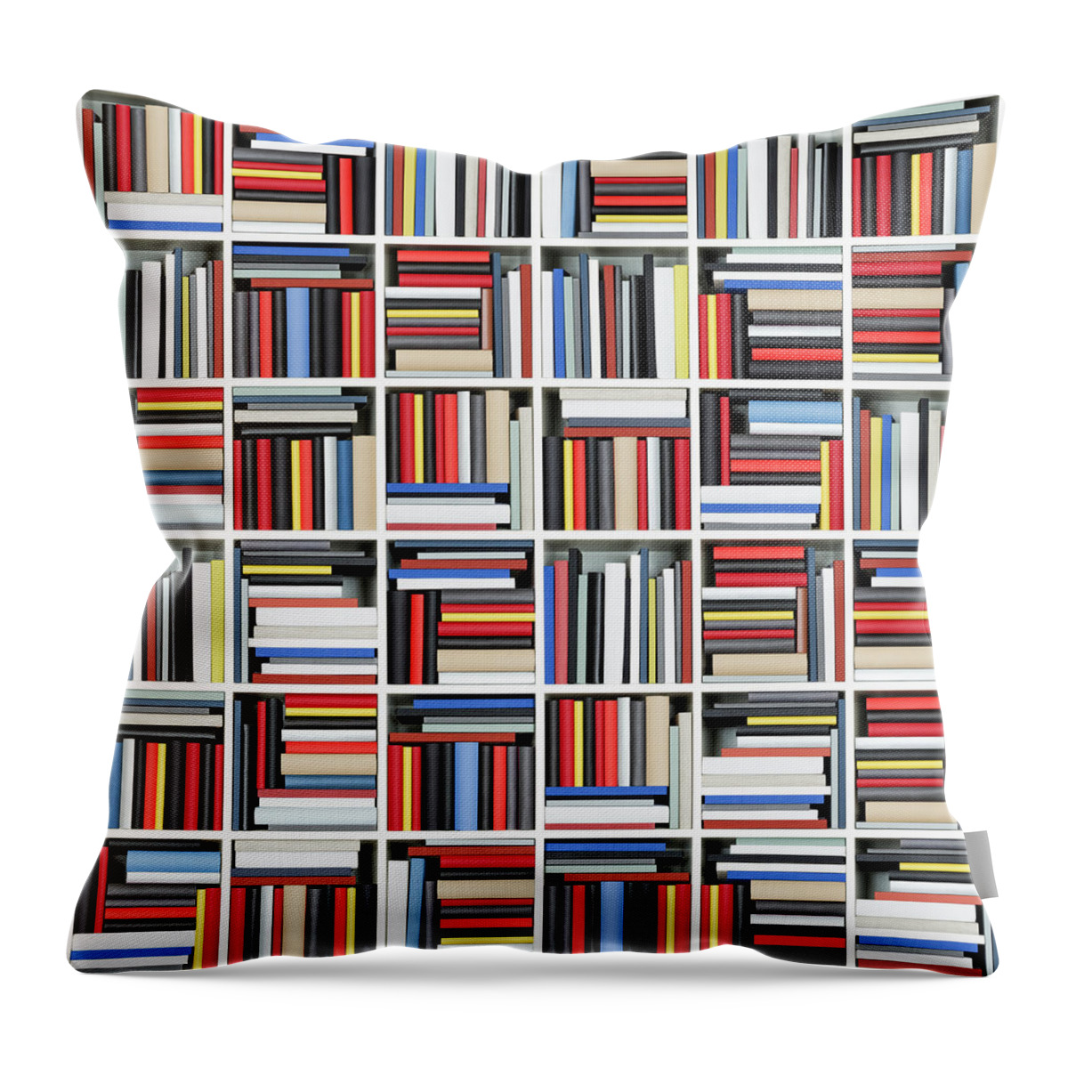 Large Group Of Objects Throw Pillow featuring the photograph Books In A Shelf by Jorg Greuel