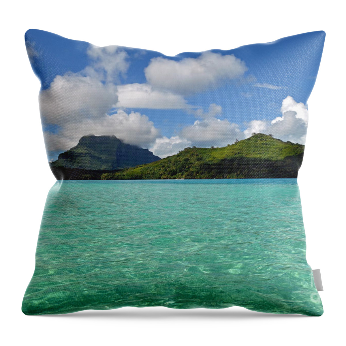 Bora Bora Throw Pillow featuring the digital art Bora Bora Green Water by Eva Kaufman