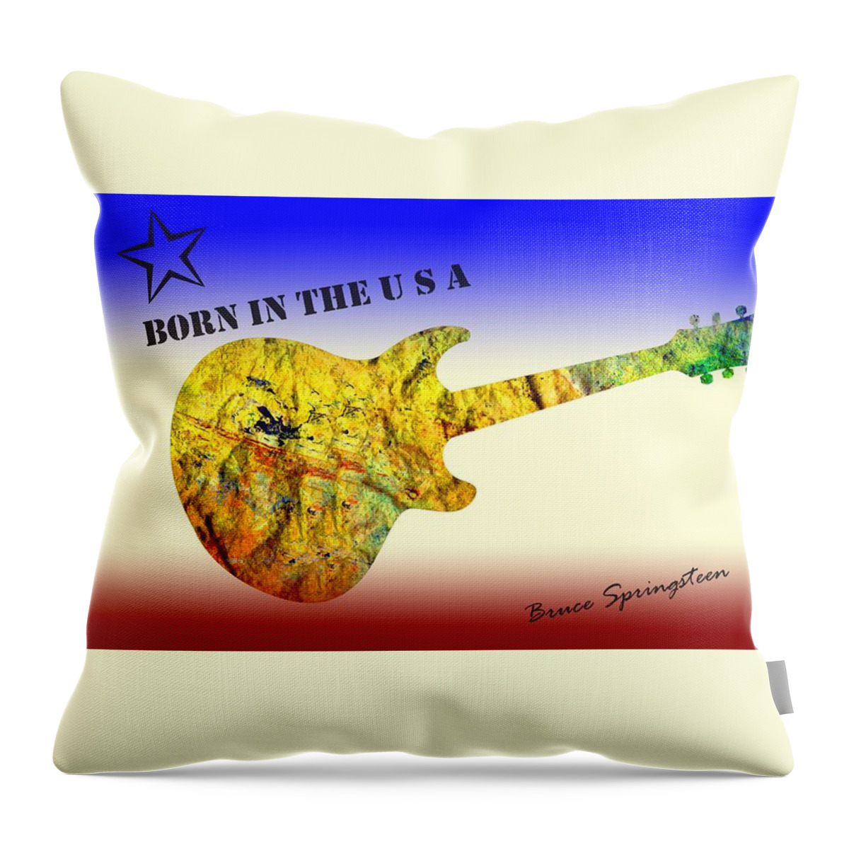Born In The U S A Throw Pillow featuring the painting Born In the U S A Bruce Springsteen by David Dehner