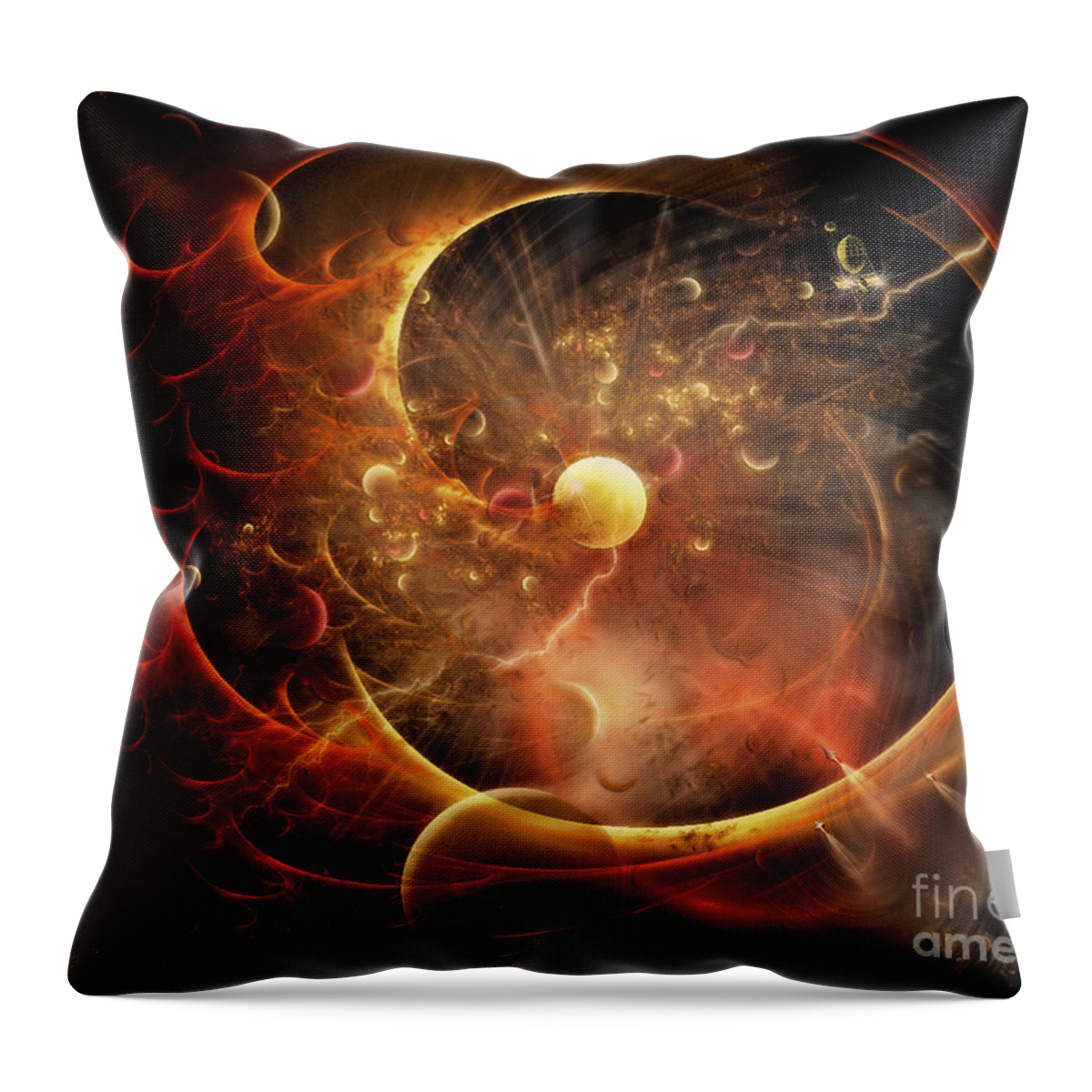 Fractal Throw Pillow featuring the digital art Born in the Vortex - The New Machine by Rhonda Strickland