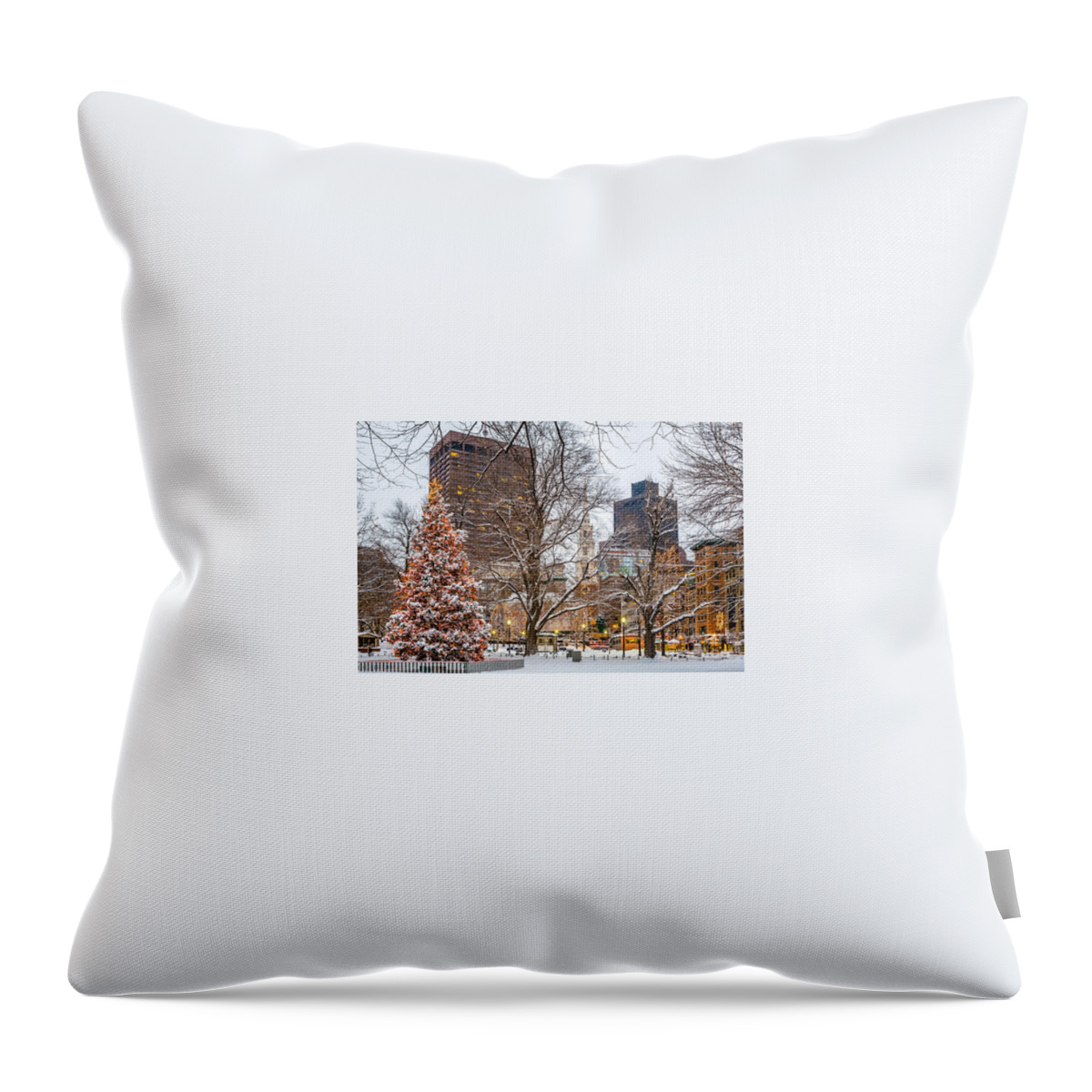 America Throw Pillow featuring the photograph Boston Christmas tree by Susan Cole Kelly