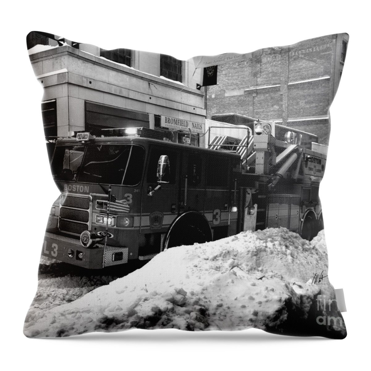 Boston Throw Pillow featuring the photograph Boston - Fire Engine 3 by Mark Valentine
