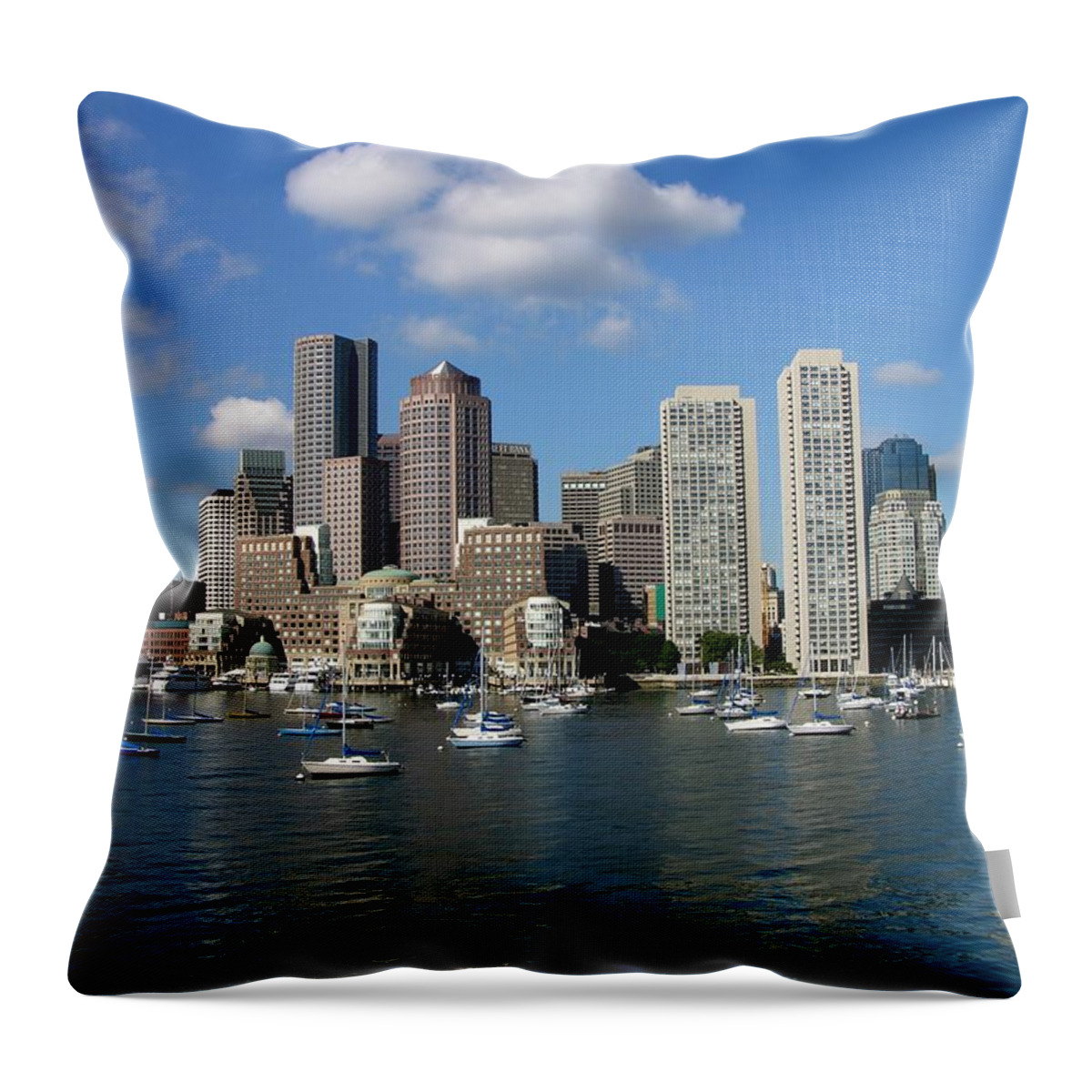 Boston Throw Pillow featuring the photograph Boston Habor Skyline by Keith Stokes