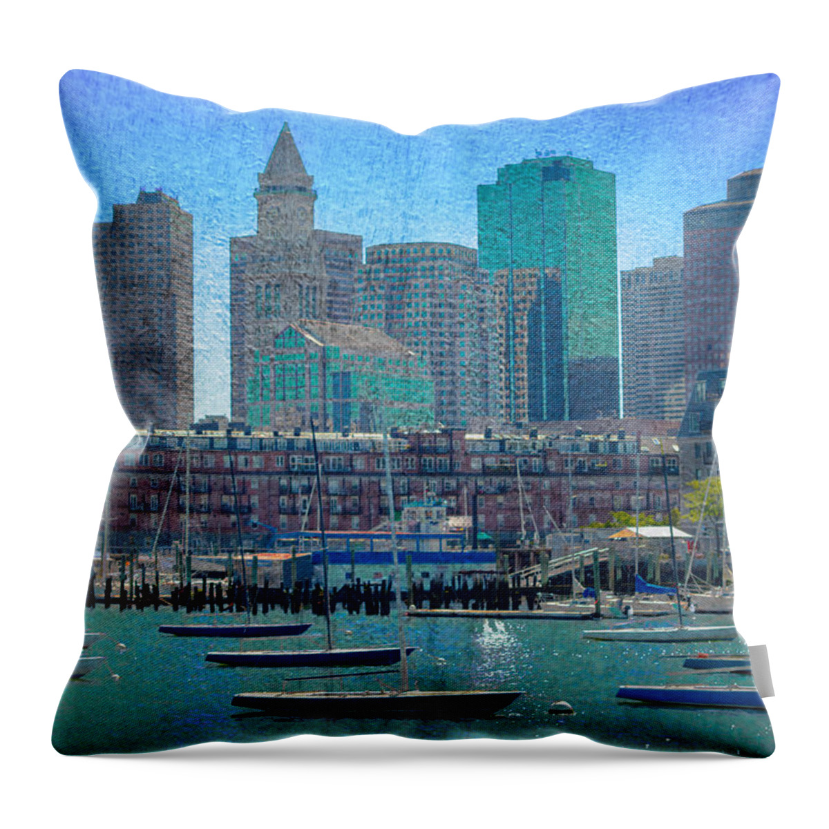 Boston Throw Pillow featuring the photograph Boston Harbor Sailboats by James Meyer