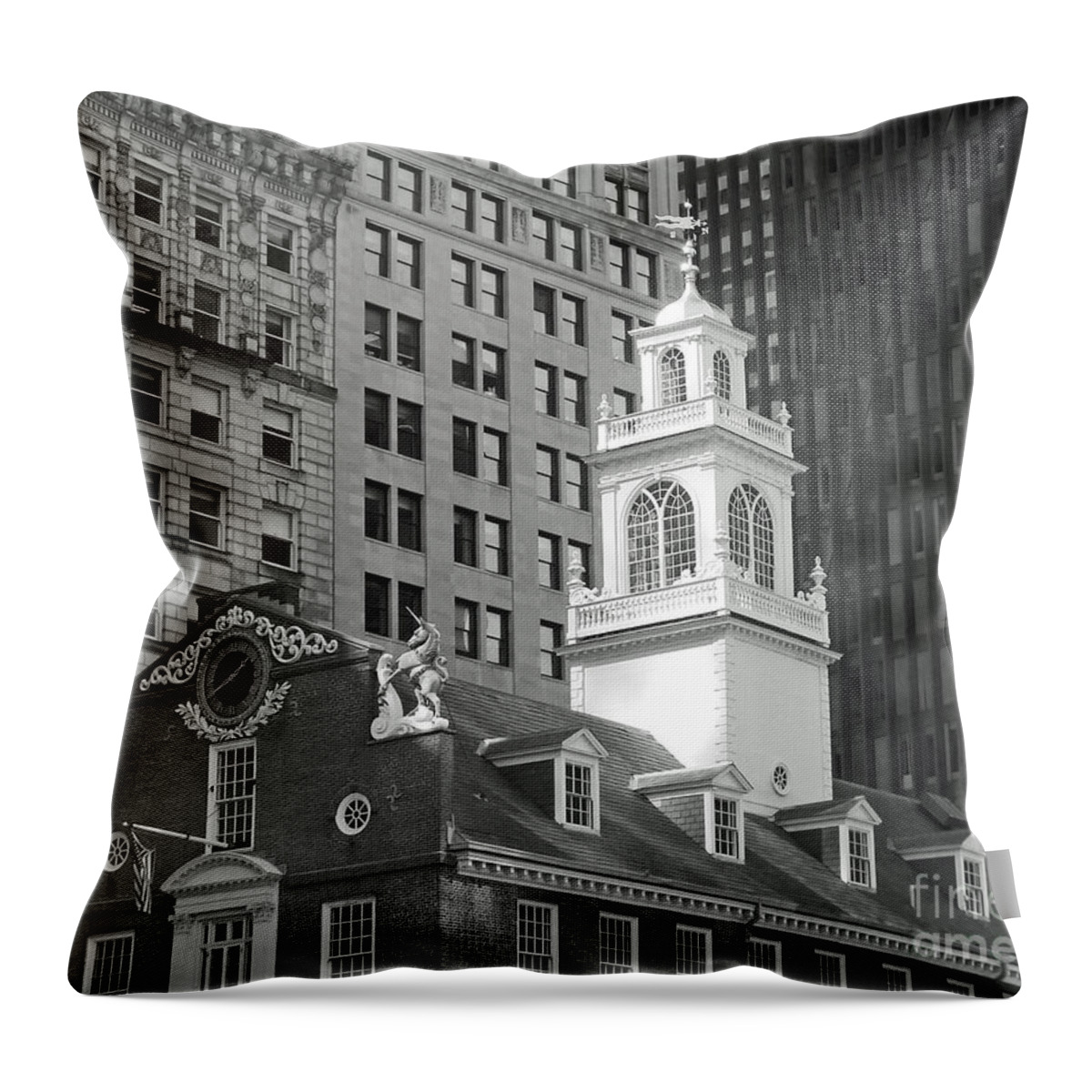 Boston Throw Pillow featuring the photograph Boston Old State House by Cheryl Del Toro
