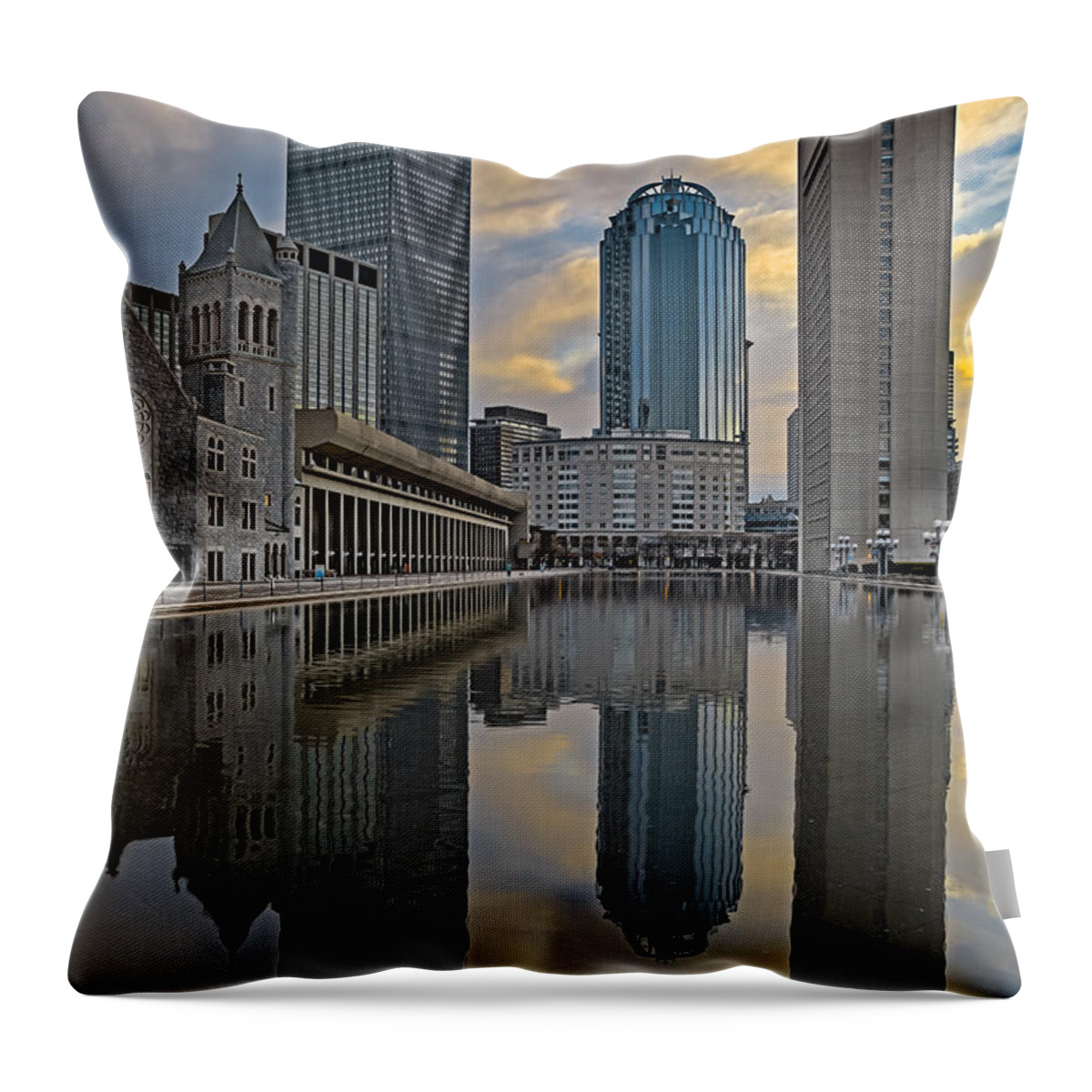 Boston Throw Pillow featuring the photograph Boston Reflections by Susan Candelario