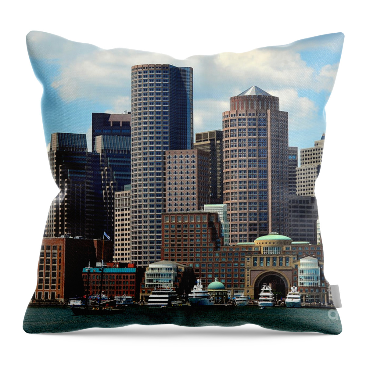 Skyscrapers Throw Pillow featuring the photograph Boston Skyline by Randi Grace Nilsberg