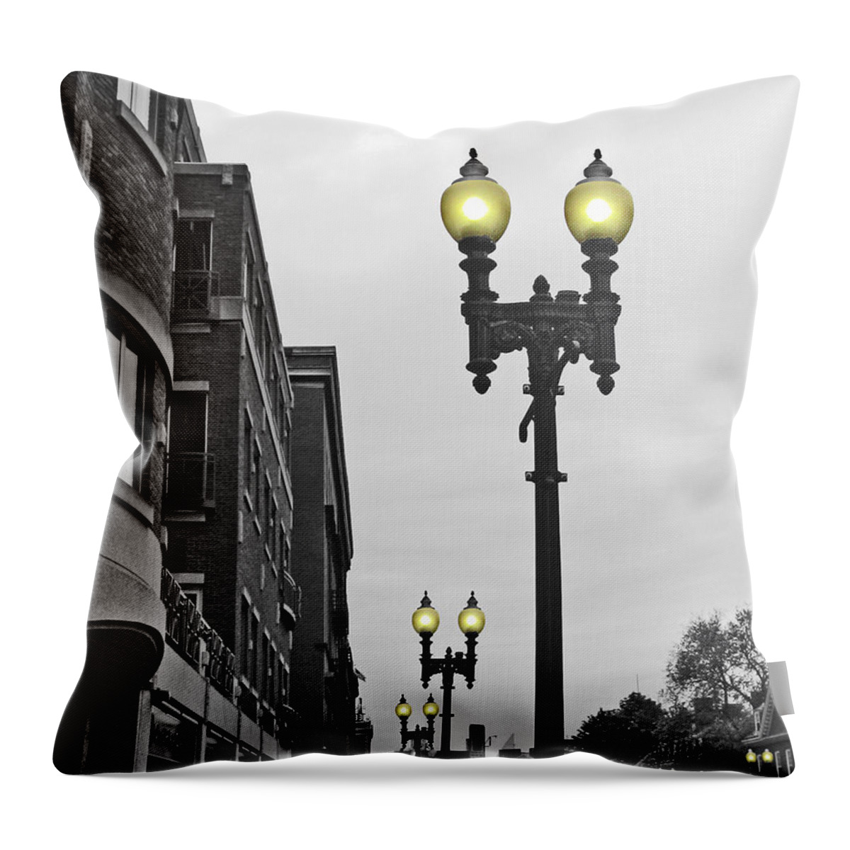 Boston Throw Pillow featuring the photograph Boston Streetlamps by Cheryl Del Toro