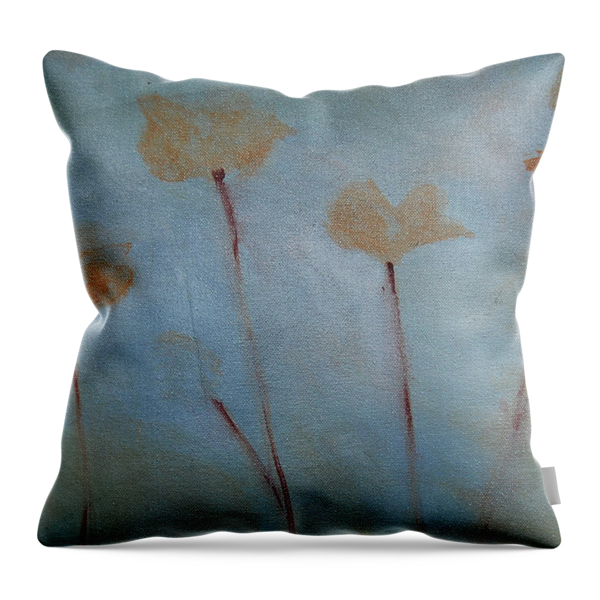 Flowers Throw Pillow featuring the painting Botanical Poppies by Jani Freimann