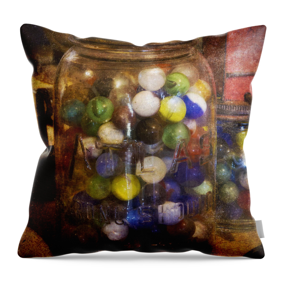 Marbles Throw Pillow featuring the photograph Bottle of Youth by Carrie Cranwill