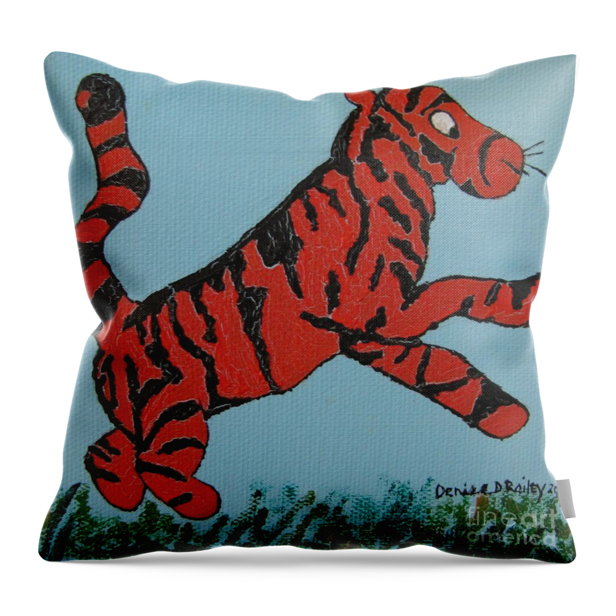Tigger Throw Pillow featuring the painting Bounce by Denise Railey
