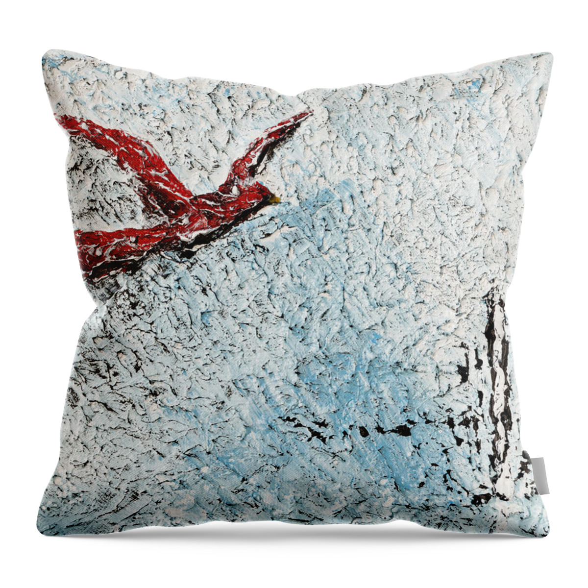 Cardinal Throw Pillow featuring the painting Bound To Fly by Alys Caviness-Gober