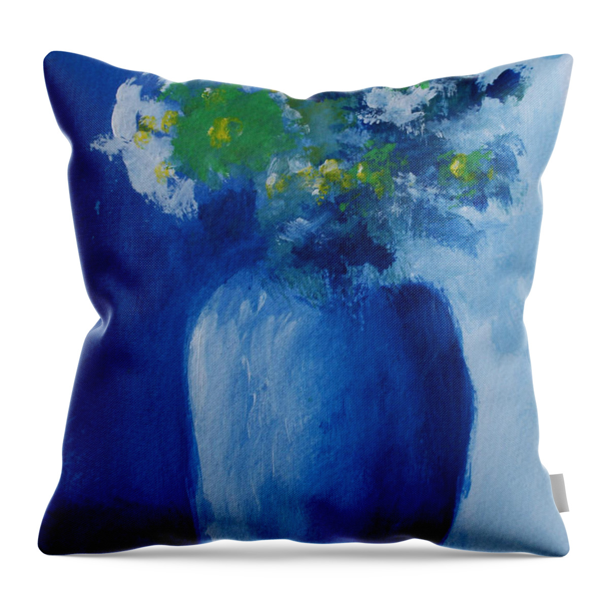 Floral Throw Pillow featuring the painting Bouquet in Blue Shadow by Jill Ciccone Pike