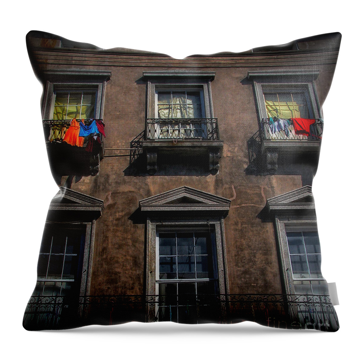 Balcony Throw Pillow featuring the photograph Bourbon Street Balconies New Orleans by Kathleen K Parker