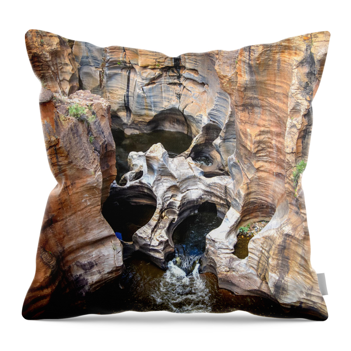 100217 Rep South Africa Expedition Throw Pillow featuring the photograph Bourke's Luck Potholes by Gregory Daley MPSA