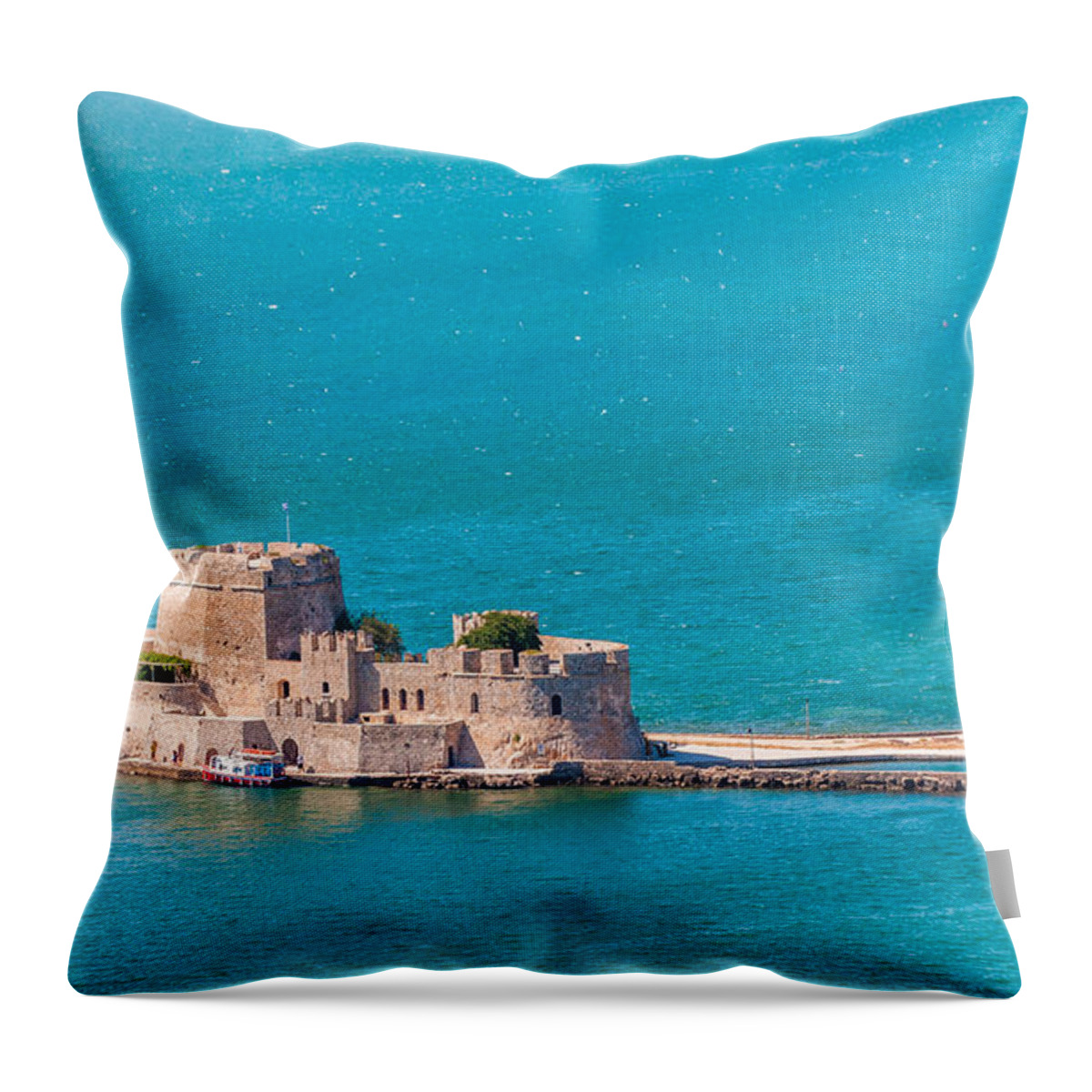 Ancient Throw Pillow featuring the photograph Bourtzi fortress by Gurgen Bakhshetsyan