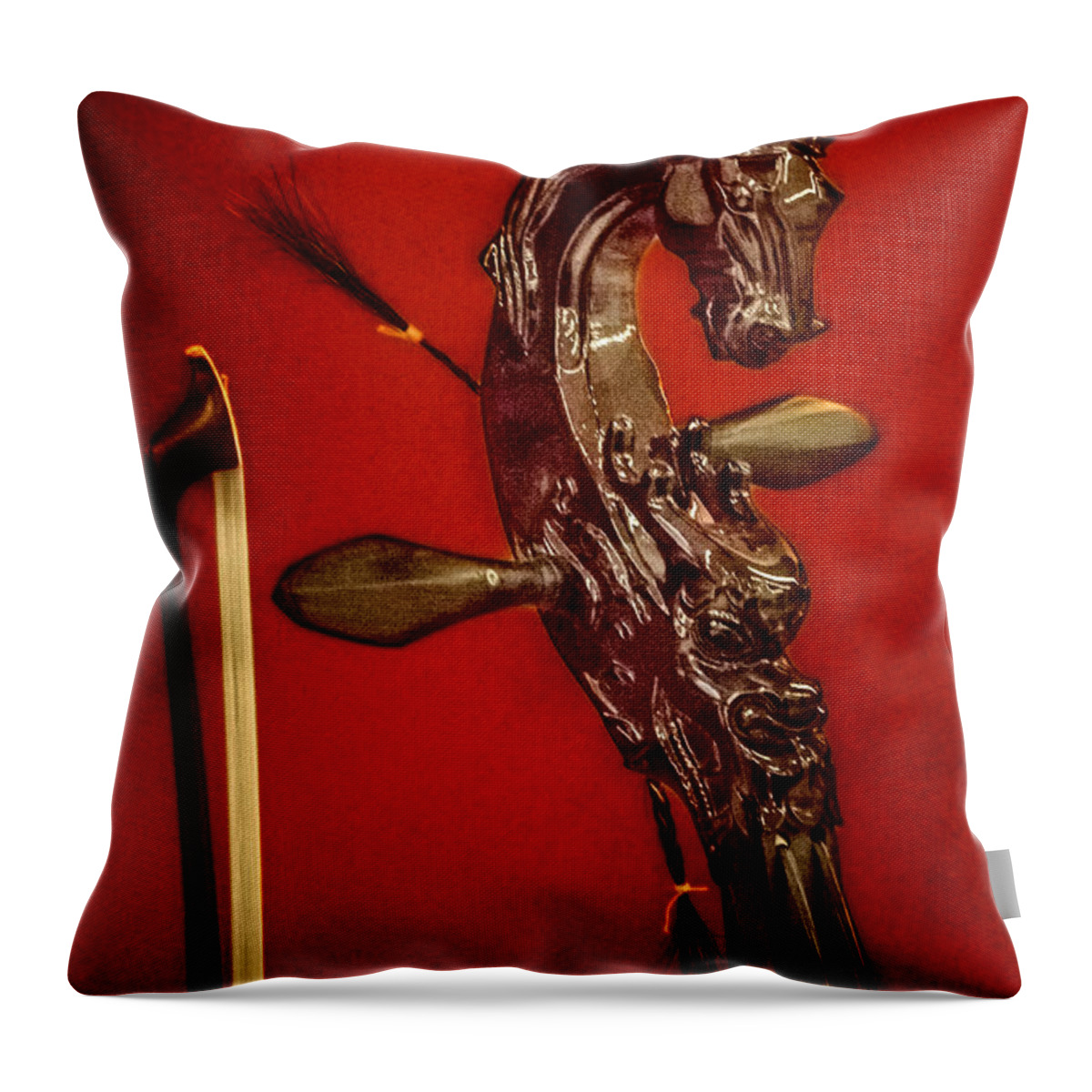 Lute Throw Pillow featuring the digital art Bowed Lute by Georgianne Giese