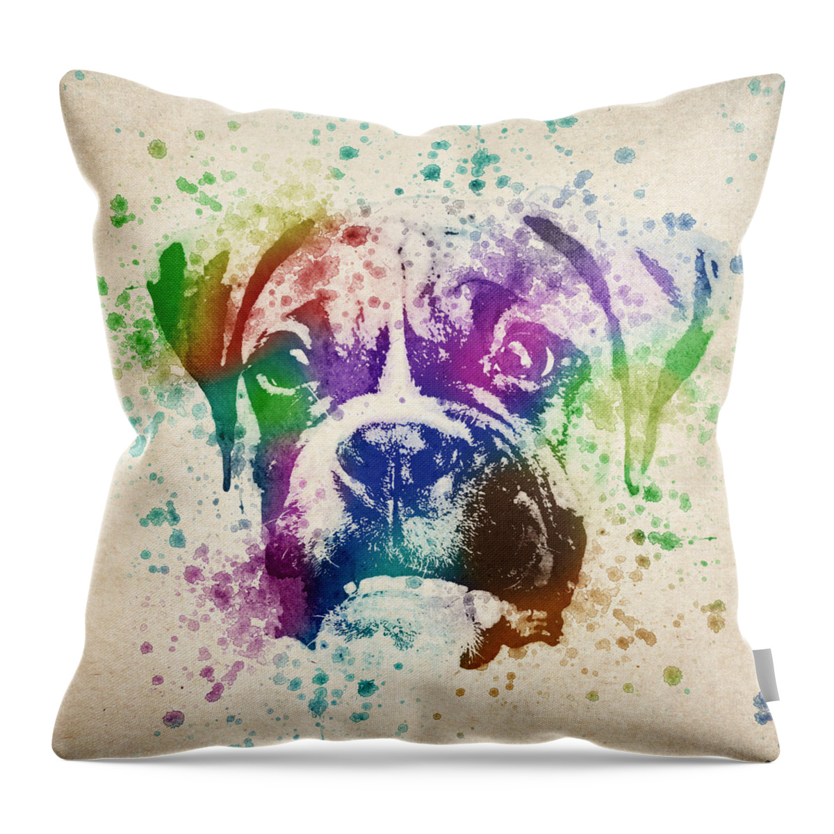 Boxer Throw Pillow featuring the digital art Boxer Splash by Aged Pixel