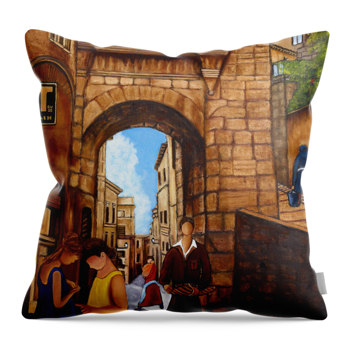 Frenchtown Throw Pillow featuring the painting Boy With Bread by William Cain