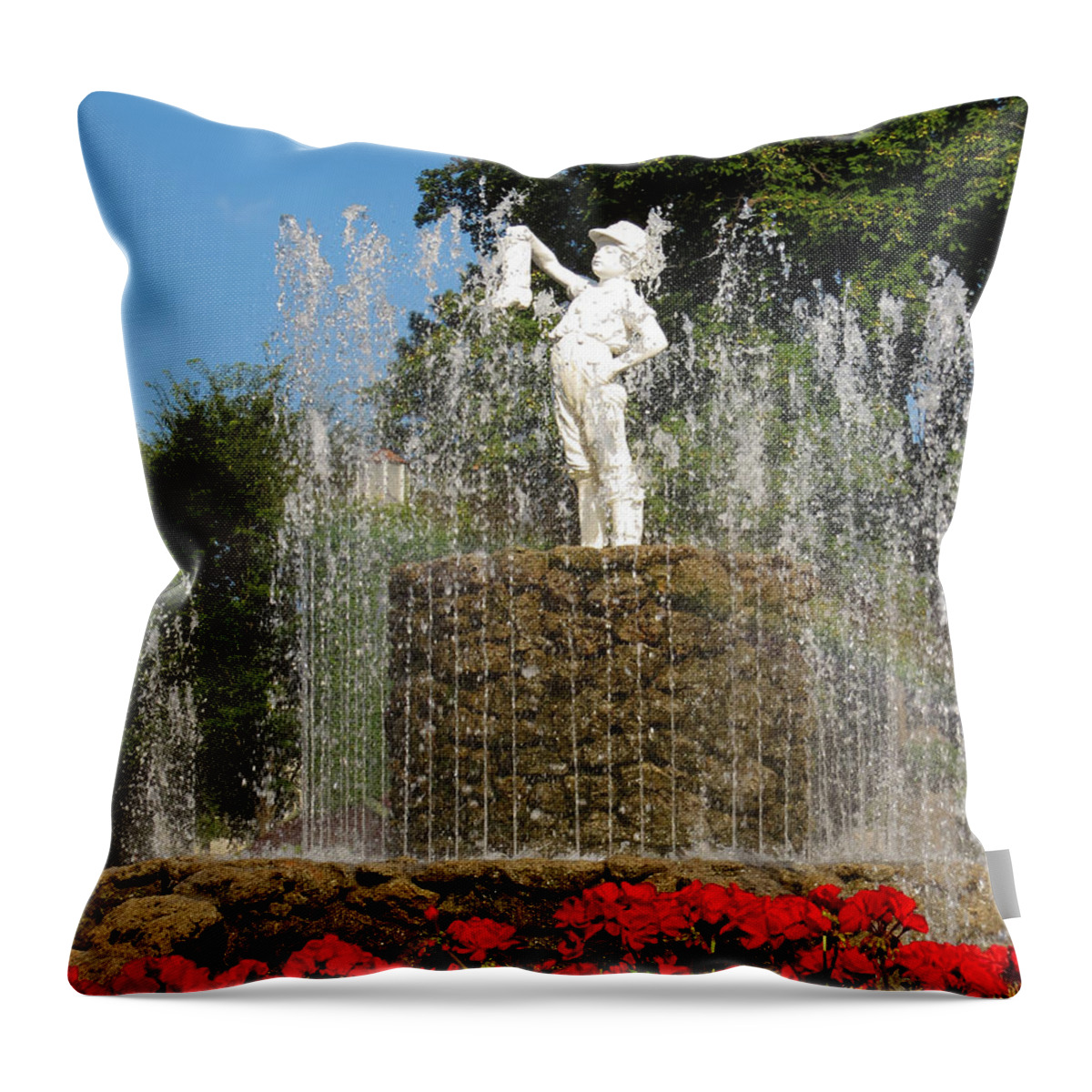 Fountain Throw Pillow featuring the photograph Boy With The Boot 3 by Shawna Rowe