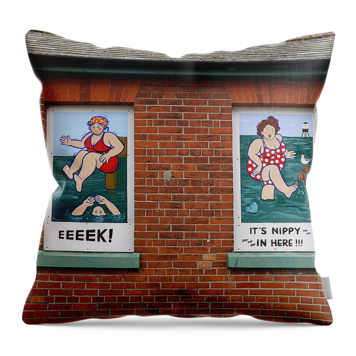 England Throw Pillow featuring the photograph Bracing by the Sea by Richard Reeve
