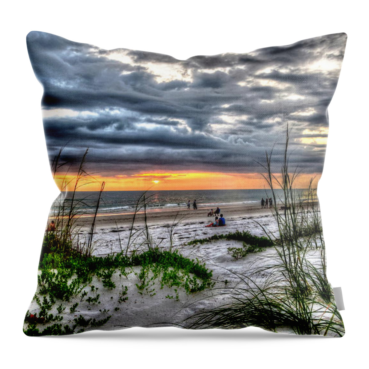 Beach Throw Pillow featuring the photograph Bradenton Beach HDR by Cindy Haggerty